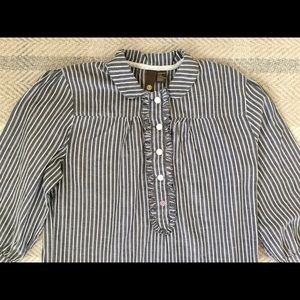 Untucked striped Ruffled front ELEMENT blouse!
